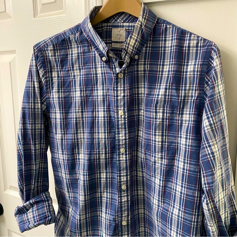 GAP Lightweight Long Sleeve Button down Casual Dress Shirt in Large Blue